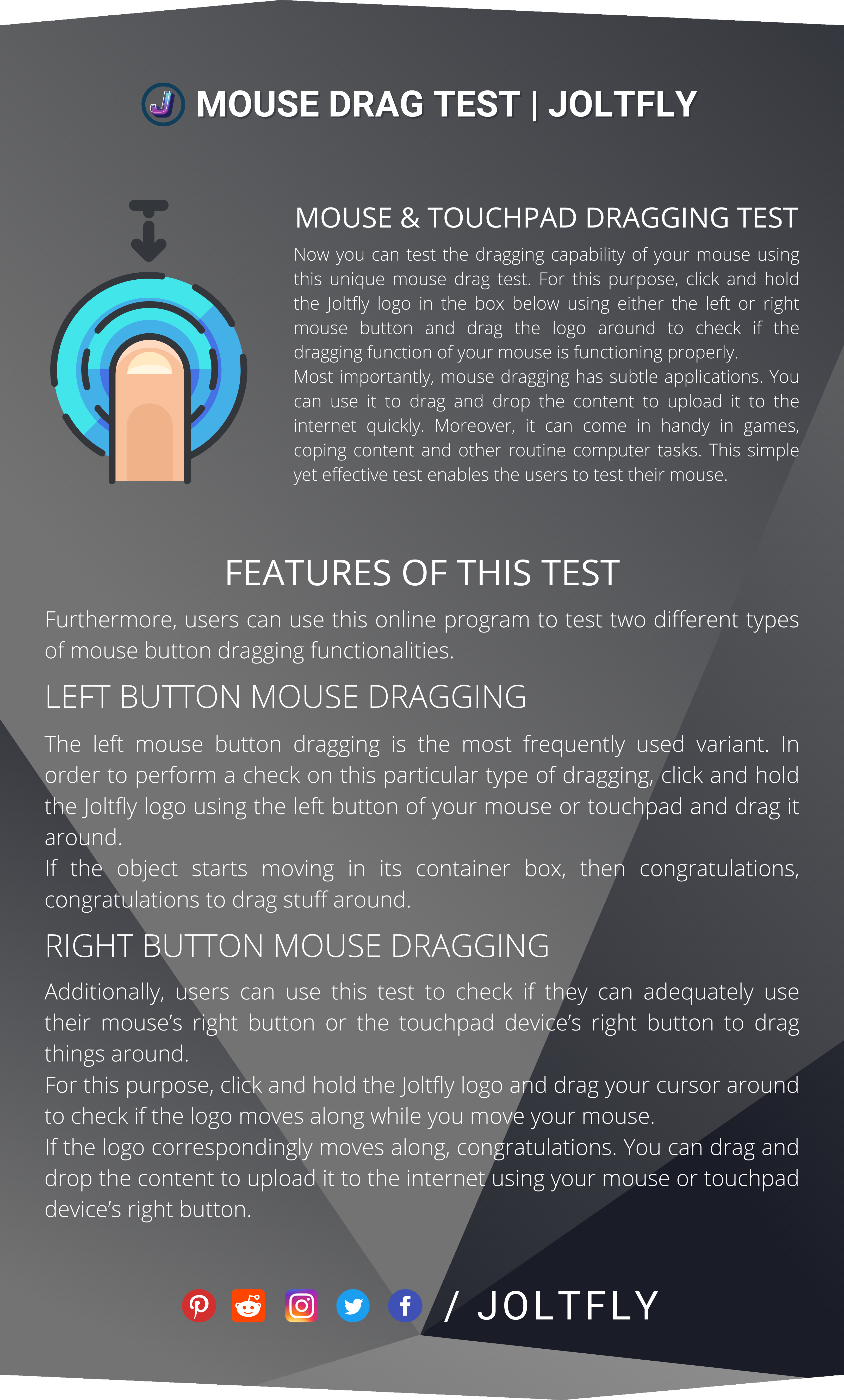 Joltfly | Mouse Drag Test Features