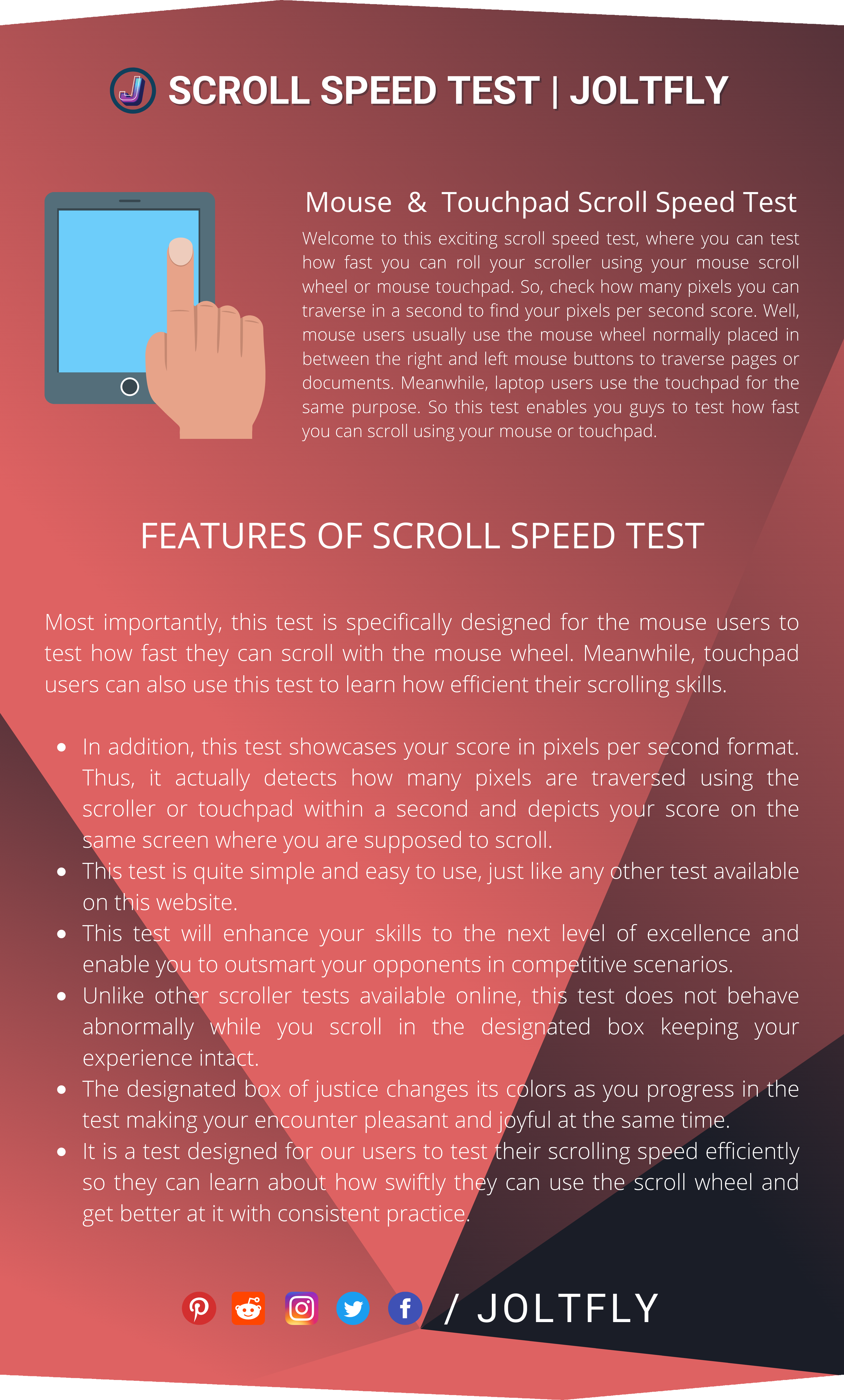 Joltfly | Scroll Speed Test Features