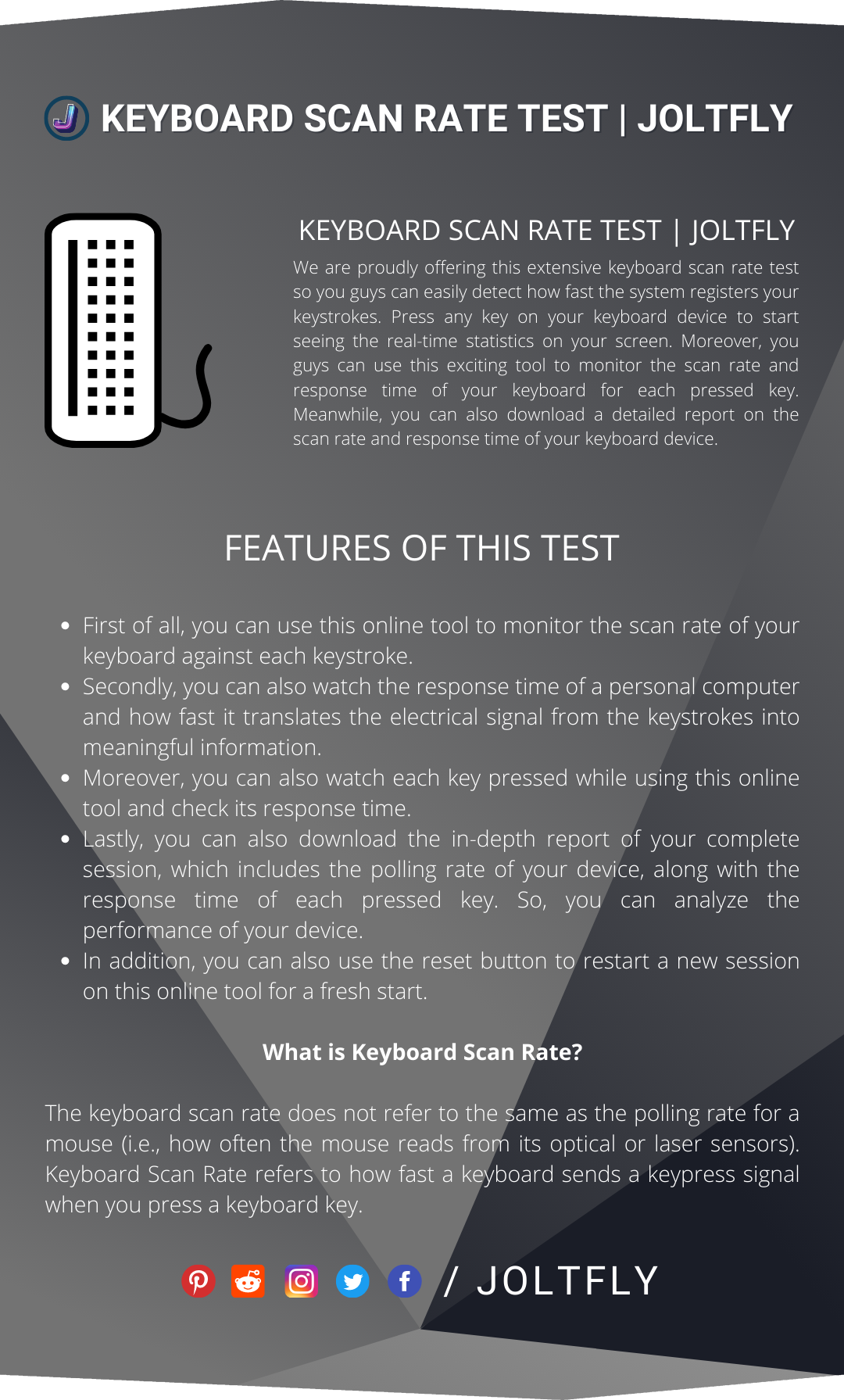 Joltfly - Keyboard Scan Rate Test Features