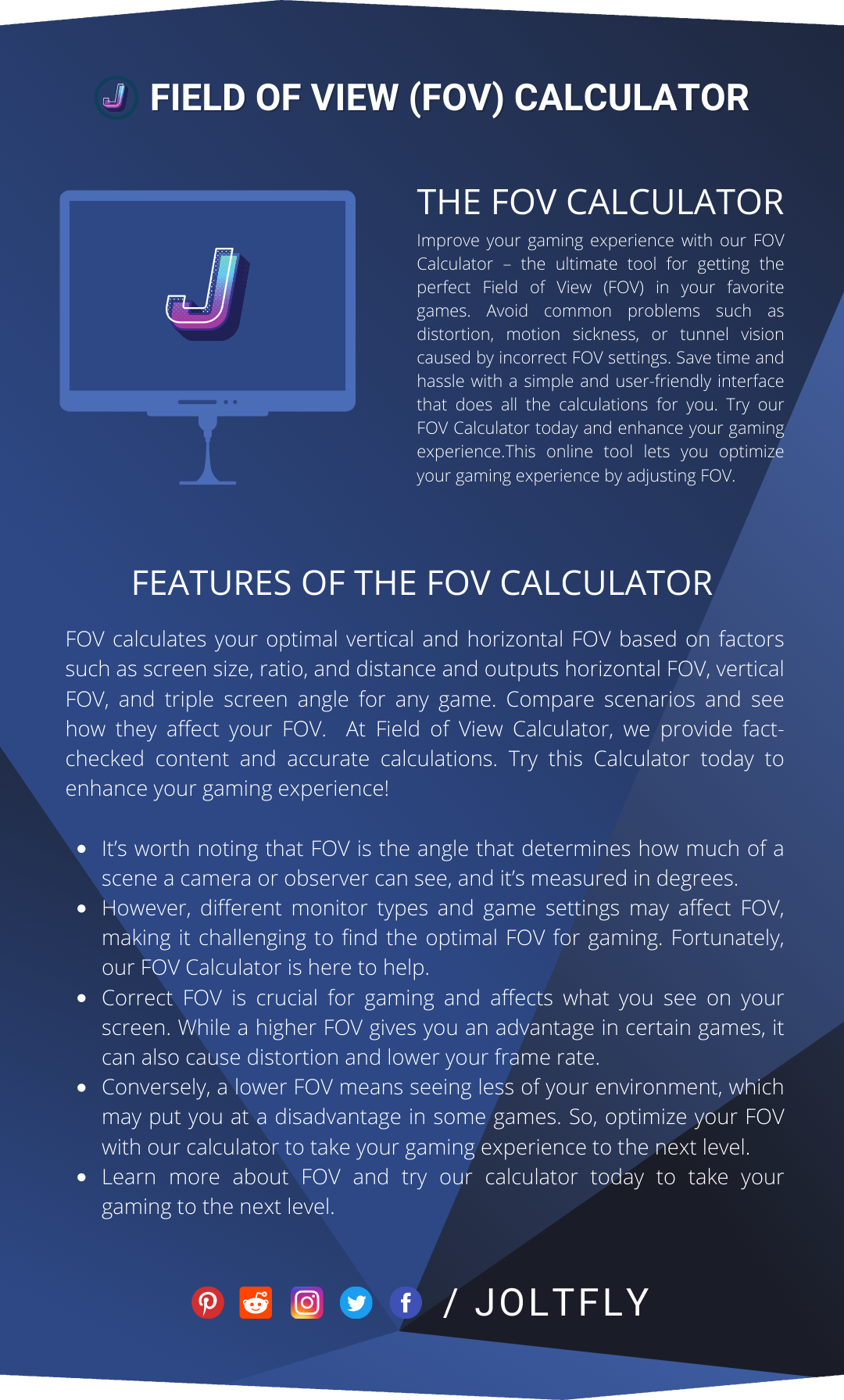 Field of View (FOV) Calculator-Features