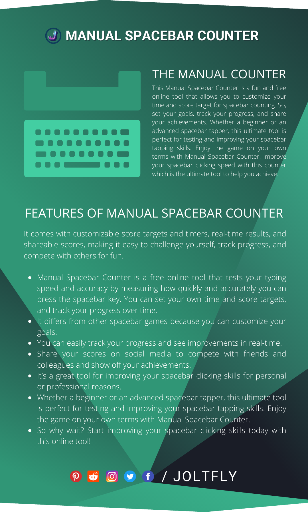 Manual Spacebar Counter-Features