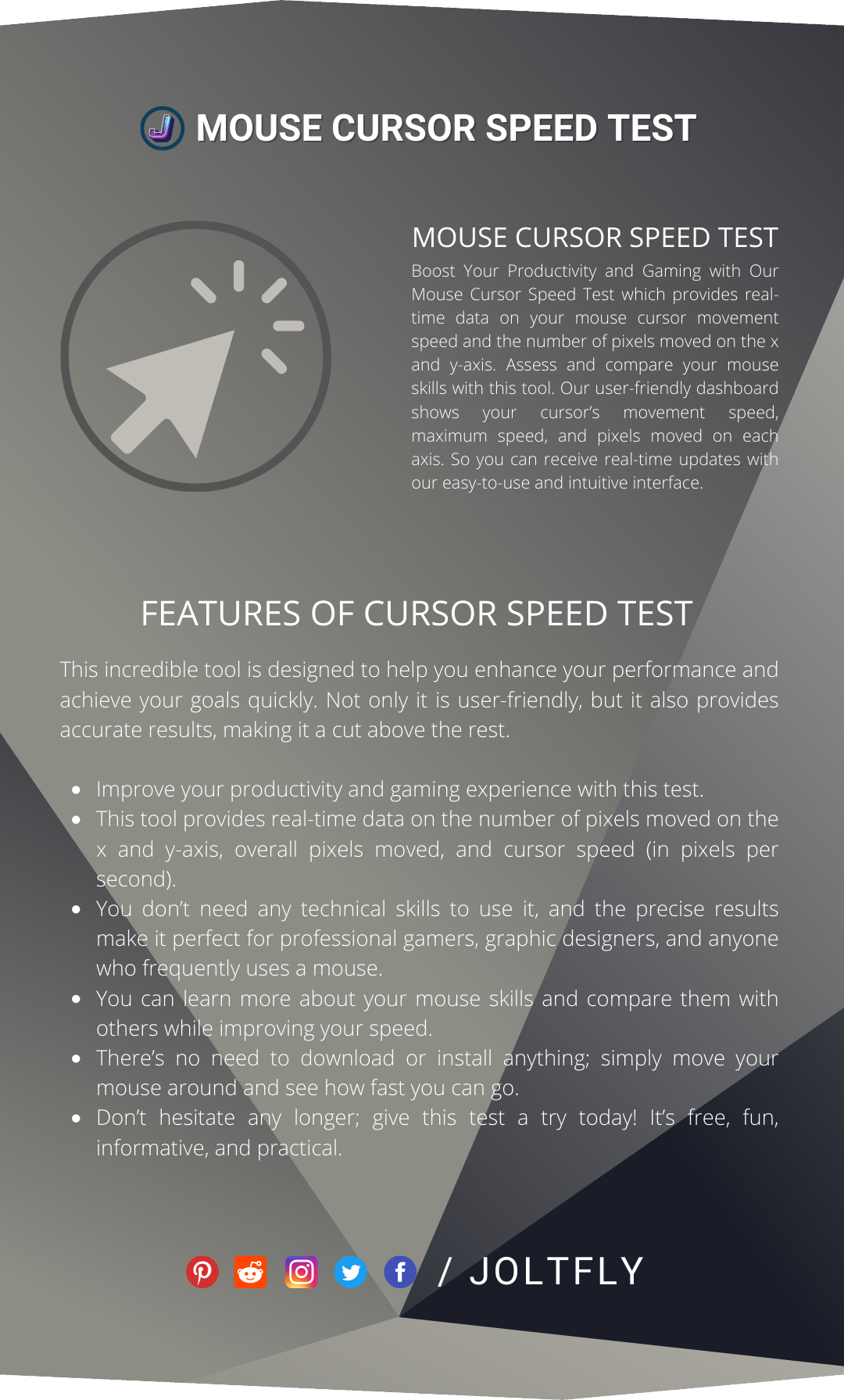 Mouse Cursor Speed Test - Features