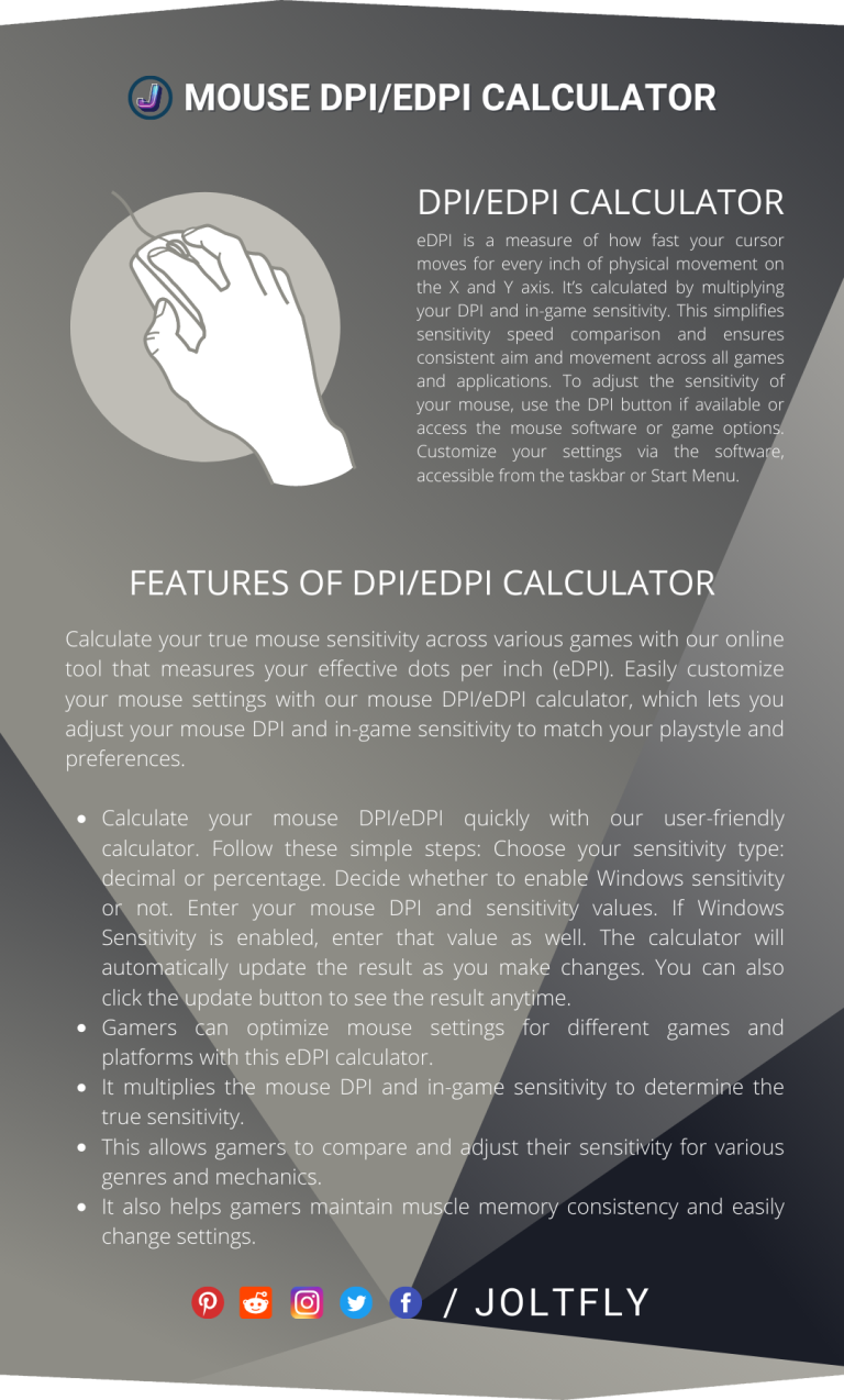 Mouse DPI/eDPI Calculator Joltfly