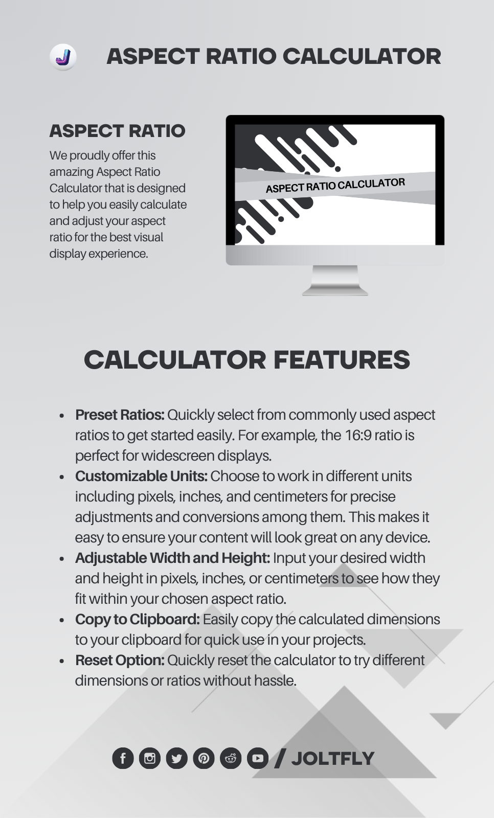 Aspect Ratio Calculator - Features - Joltfly