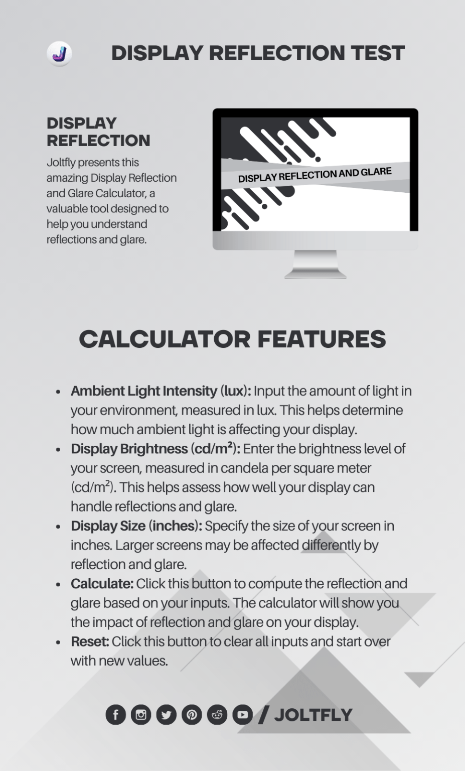 Display Reflection and Glare Calculator - Joltfly