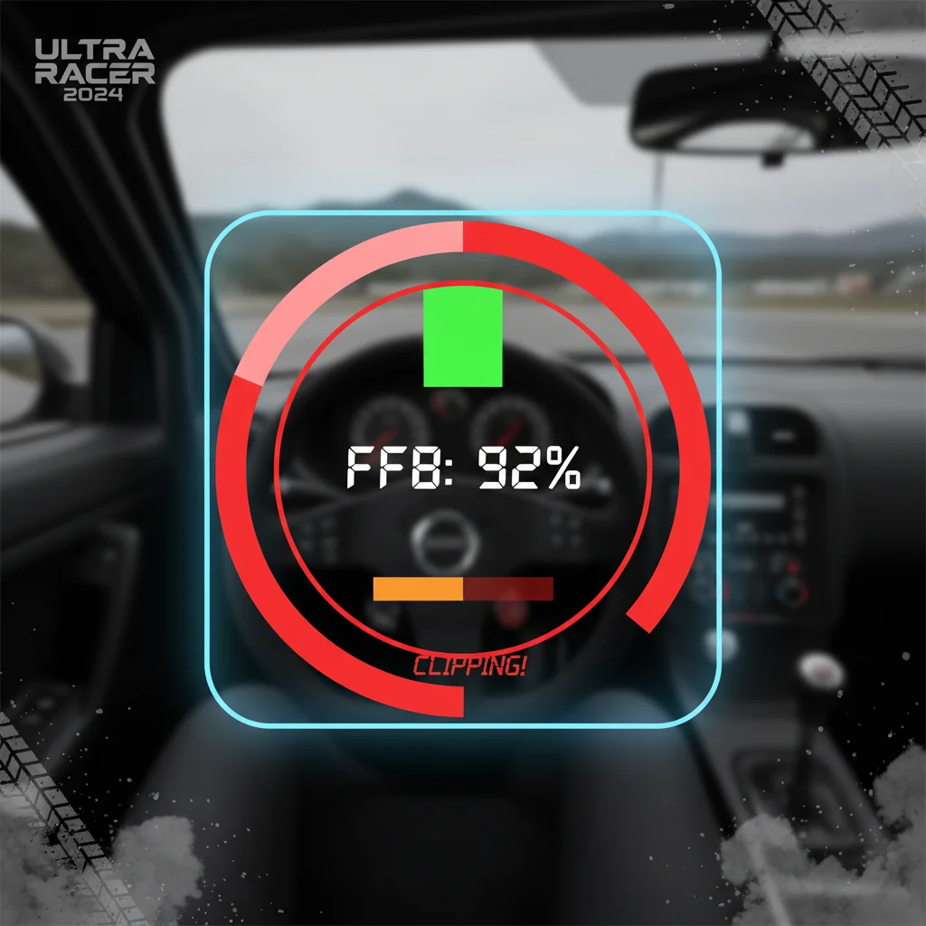 Screenshot of FFB clipping meter in a sim racing game