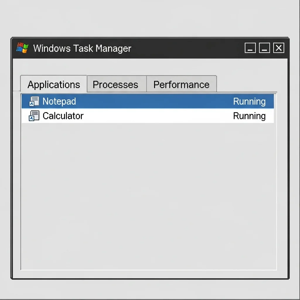 Screenshot of Windows Task Manager very simple and basic